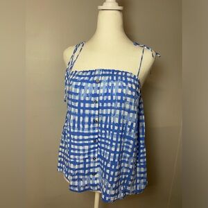Lilly Pulitzer Blue & White Check Top Feelin Beachy XS